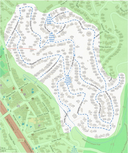 Lower Montclair Security coverage area map